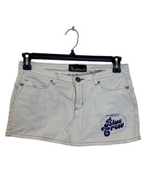 vintage Heidiwood White Denim Skirt With Bud Light Blue Crew